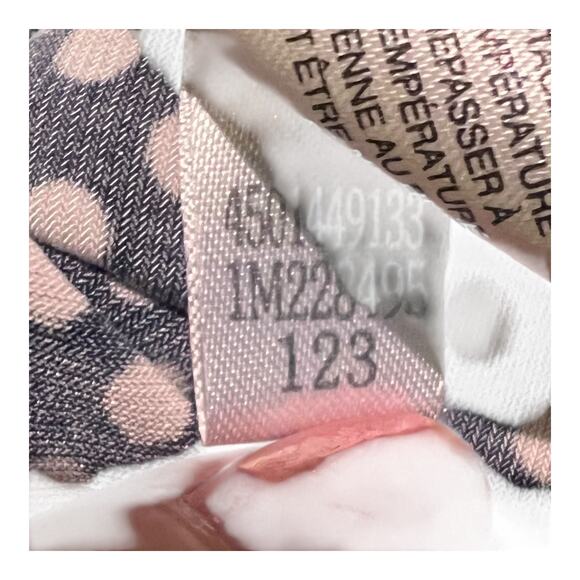 Chico’s Women’s 1 Navy Scoop Neck Cream Polka Dot 3/4 Sleeve Loose Tunic Top - Picture 6 of 10